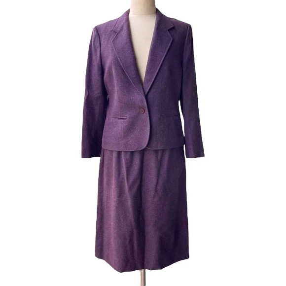 PENDLETON 100% Virgin Wool Skirt Suits Women’s 8 Mauve Pockets Career Office - Picture 1 of 3